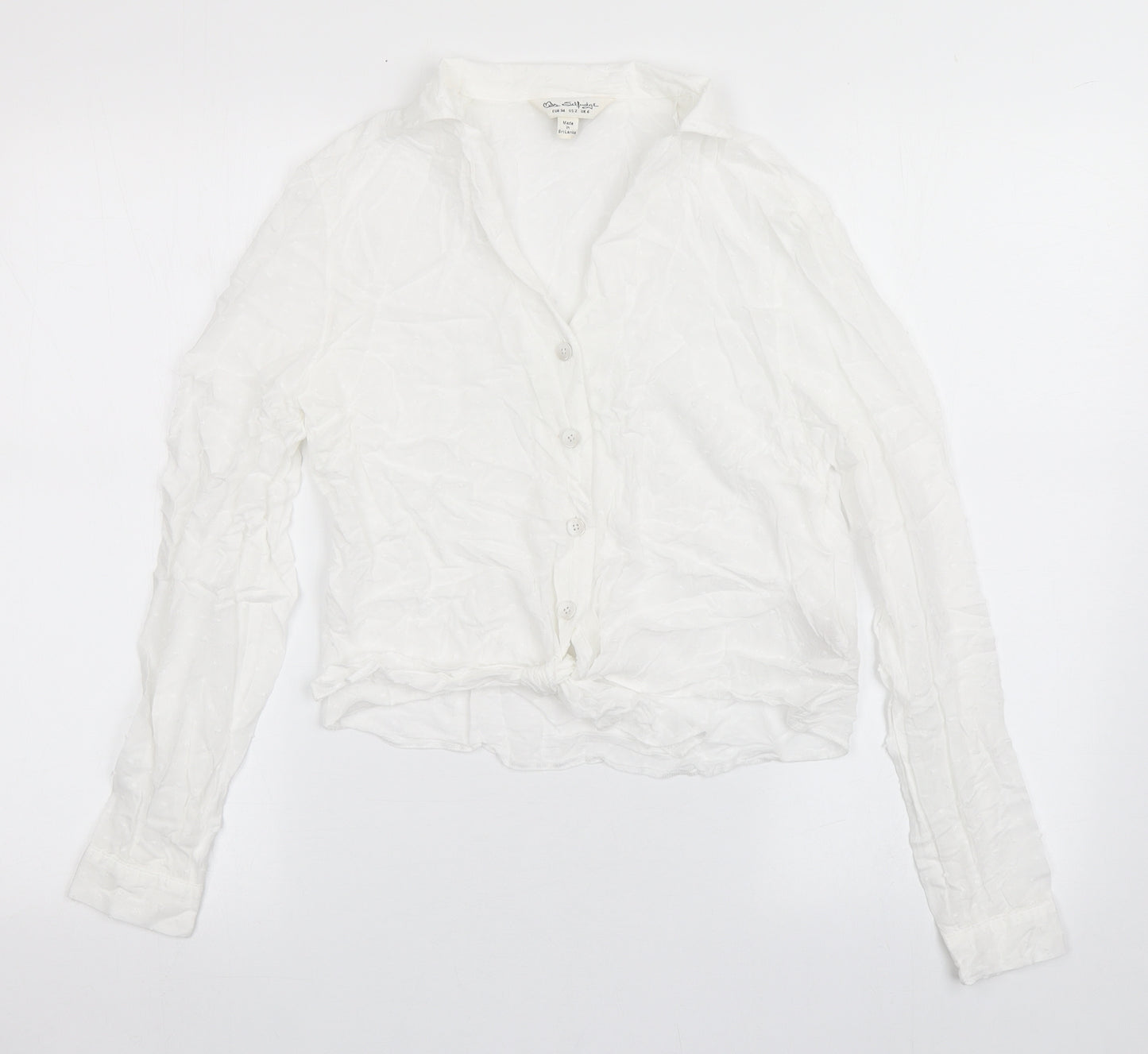 Miss Selfridge Womens White  Viscose Basic Blouse Size 6 Collared