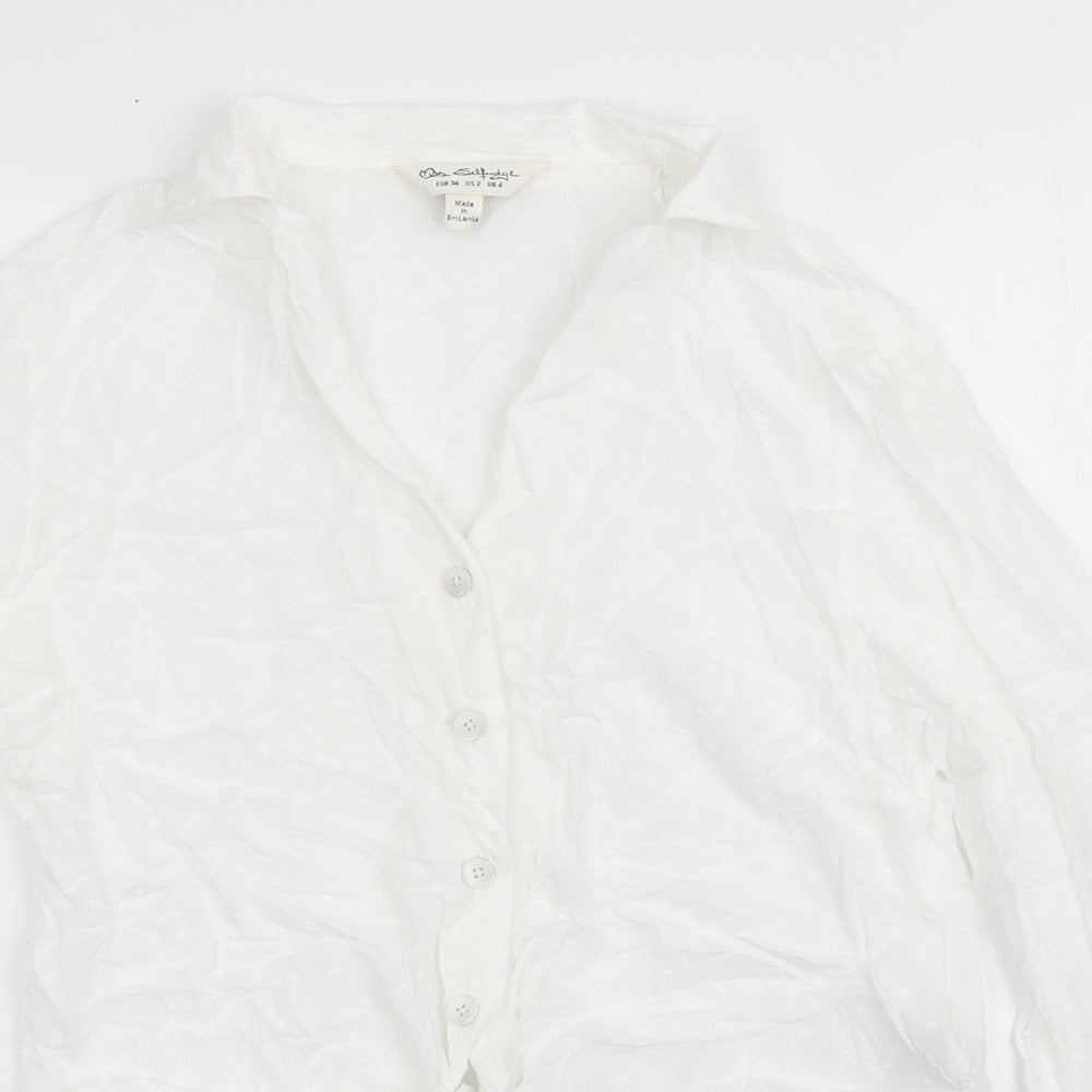 Miss Selfridge Womens White  Viscose Basic Blouse Size 6 Collared