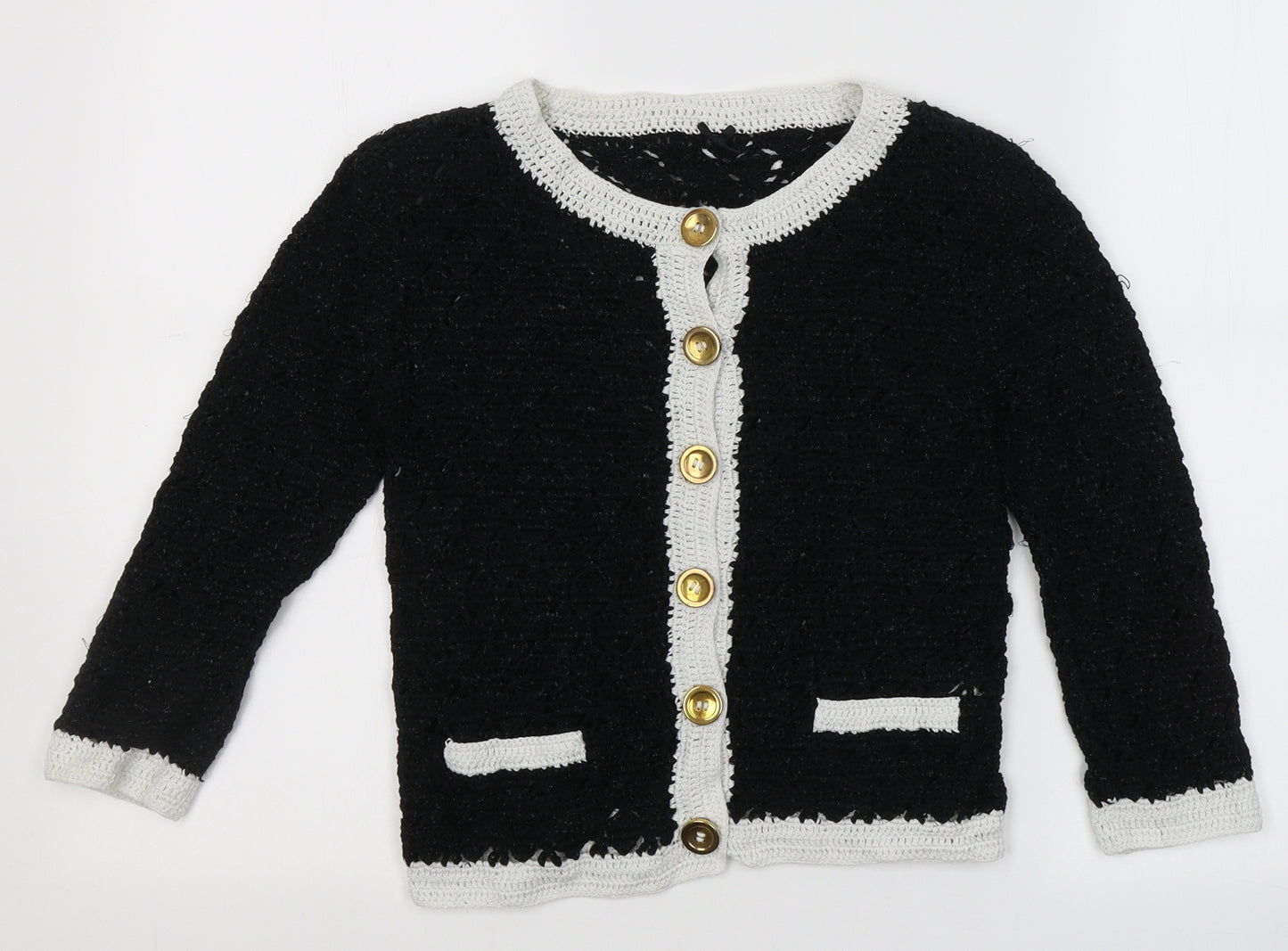 Atmosphere Womens Black Round Neck  Cotton Cardigan Jumper Size 8