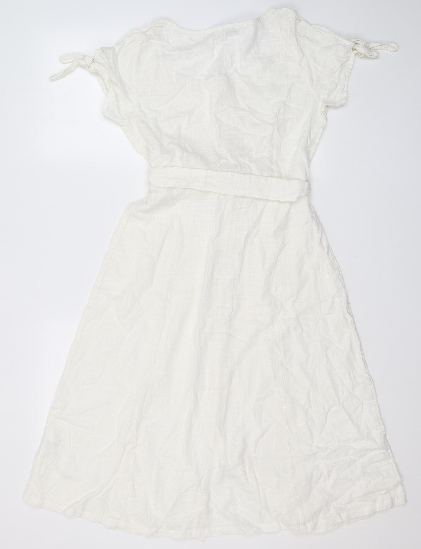 Primark Womens White  Cotton Fit & Flare  Size 10  Square Neck Button