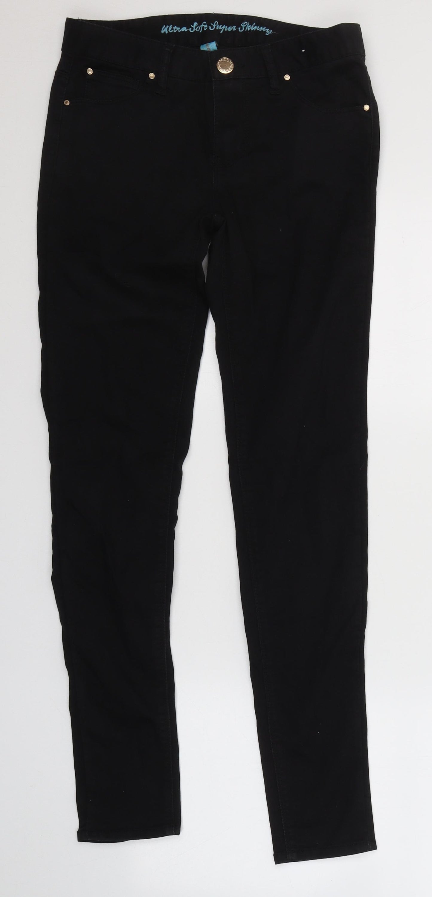 Denim & Co. Womens Black  Cotton Skinny Jeans Size 8 L30 in Regular Button