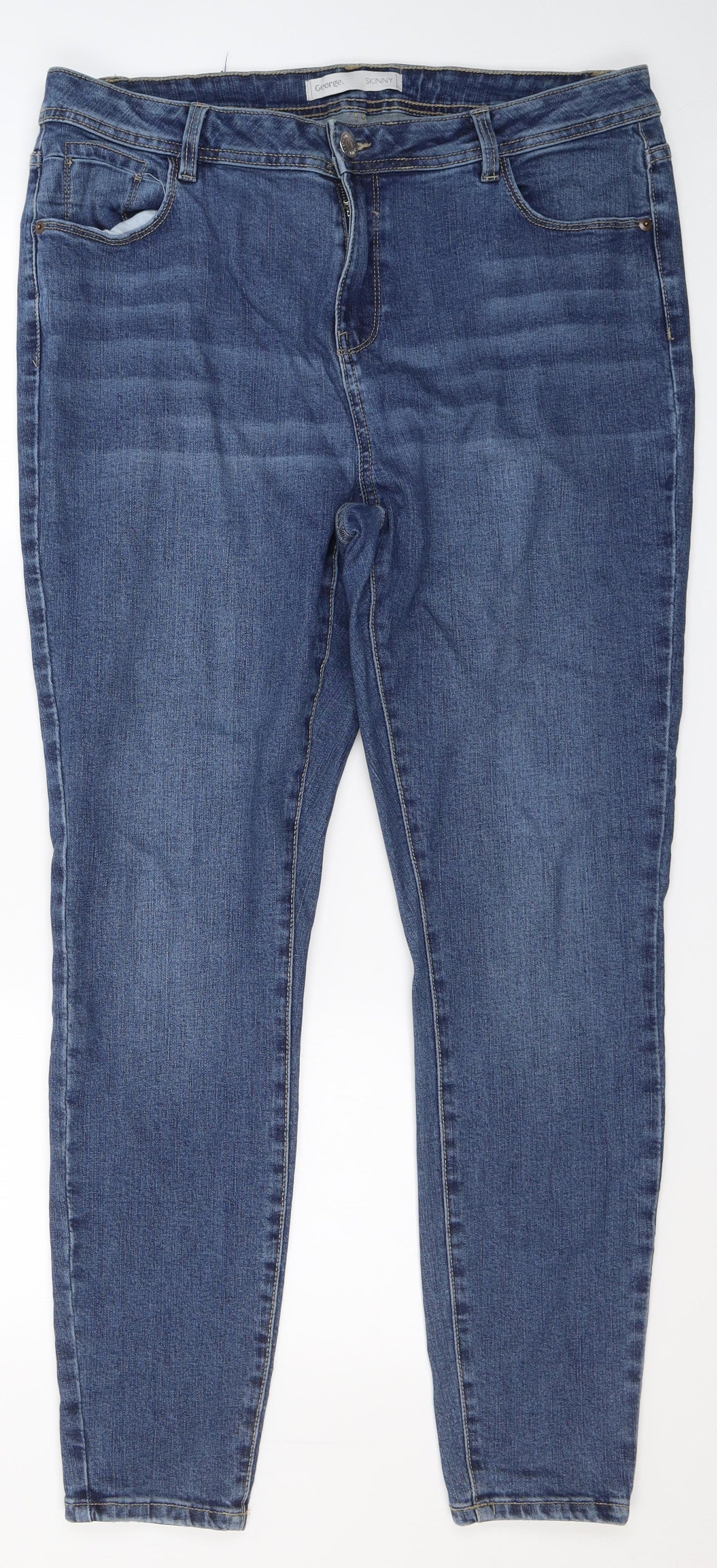 George Womens Blue  Cotton Skinny Jeans Size 18 L29 in Regular Button