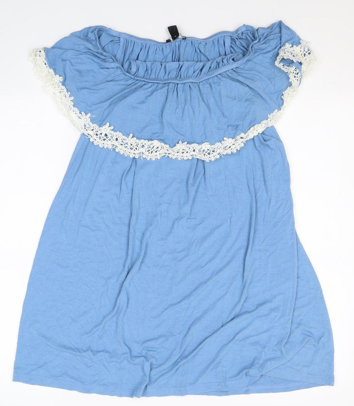 New Look Womens Blue Acrylic Trapeze & Swing Size 12 Off the Shoulder