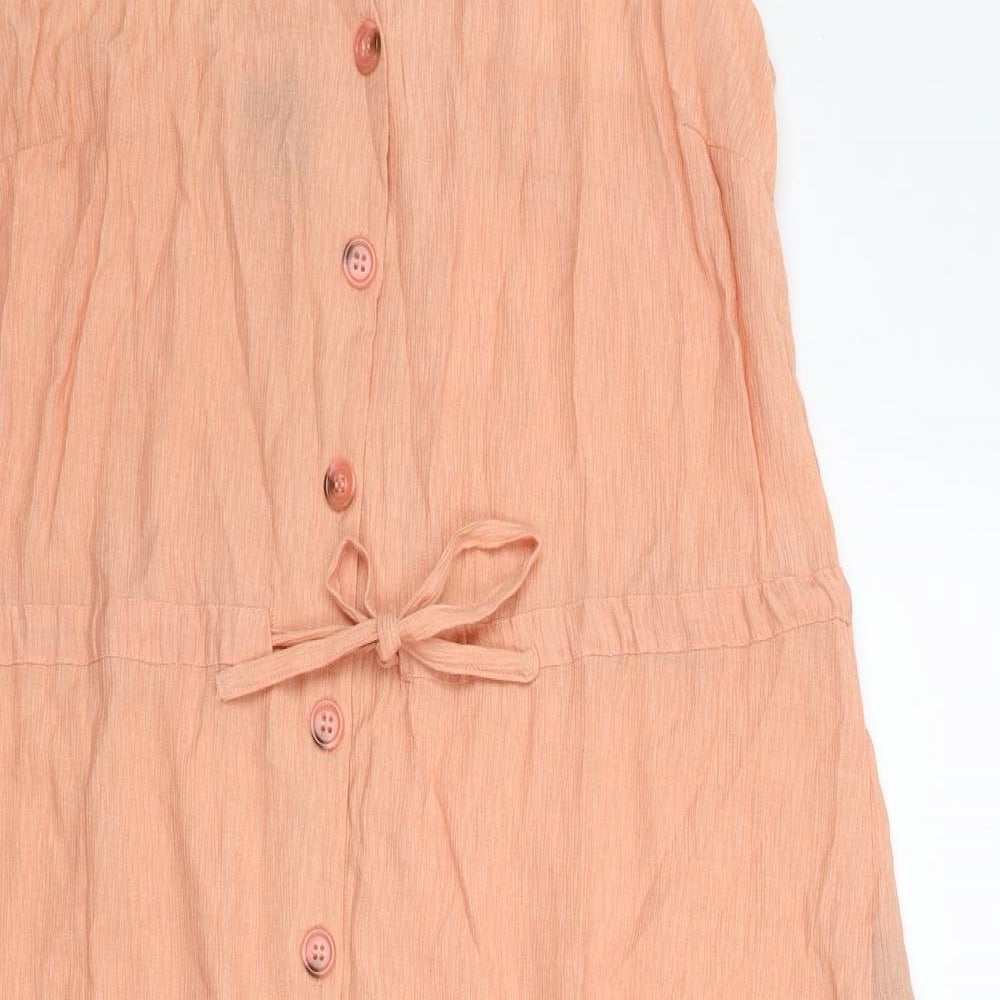 Primark Womens Orange  Viscose A-Line  Size 12  V-Neck Button