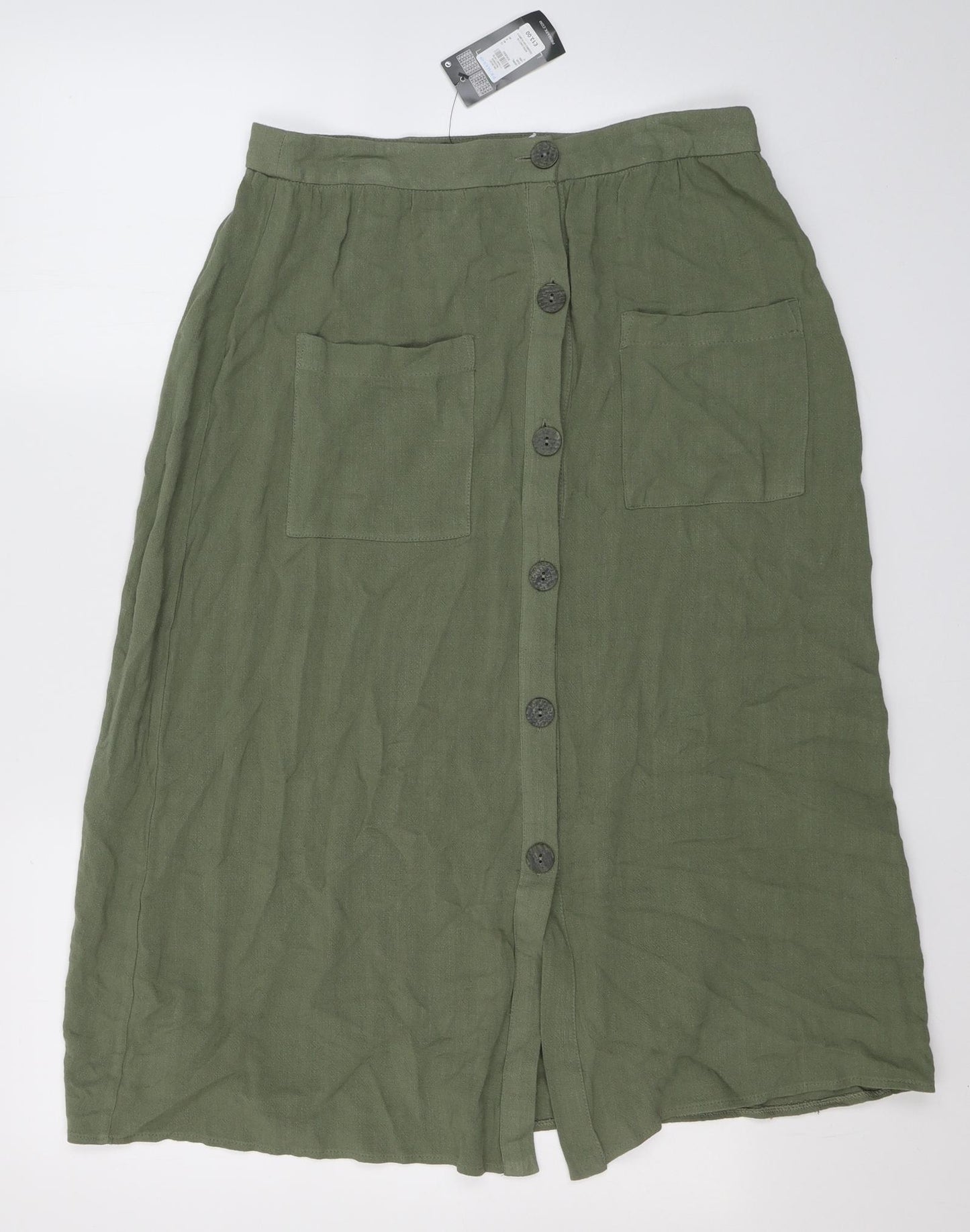 Primark Womens Green  Viscose Swing Skirt Size 12   Button