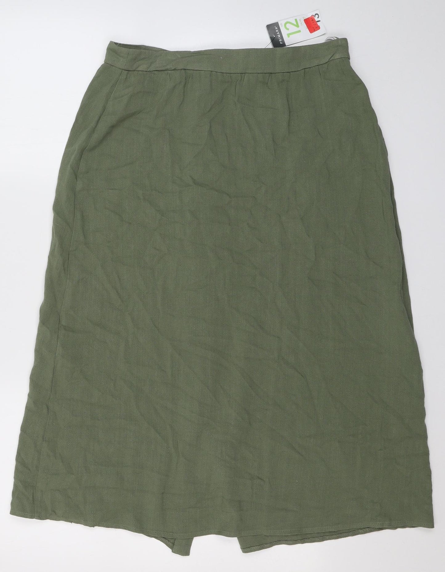 Primark Womens Green  Viscose Swing Skirt Size 12   Button
