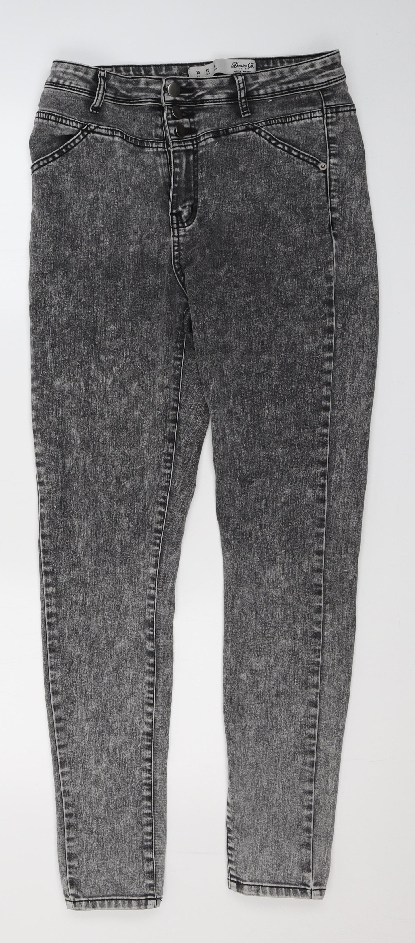 Denim & Co. Womens Grey  Cotton Skinny Jeans Size 10 L31 in Regular Button