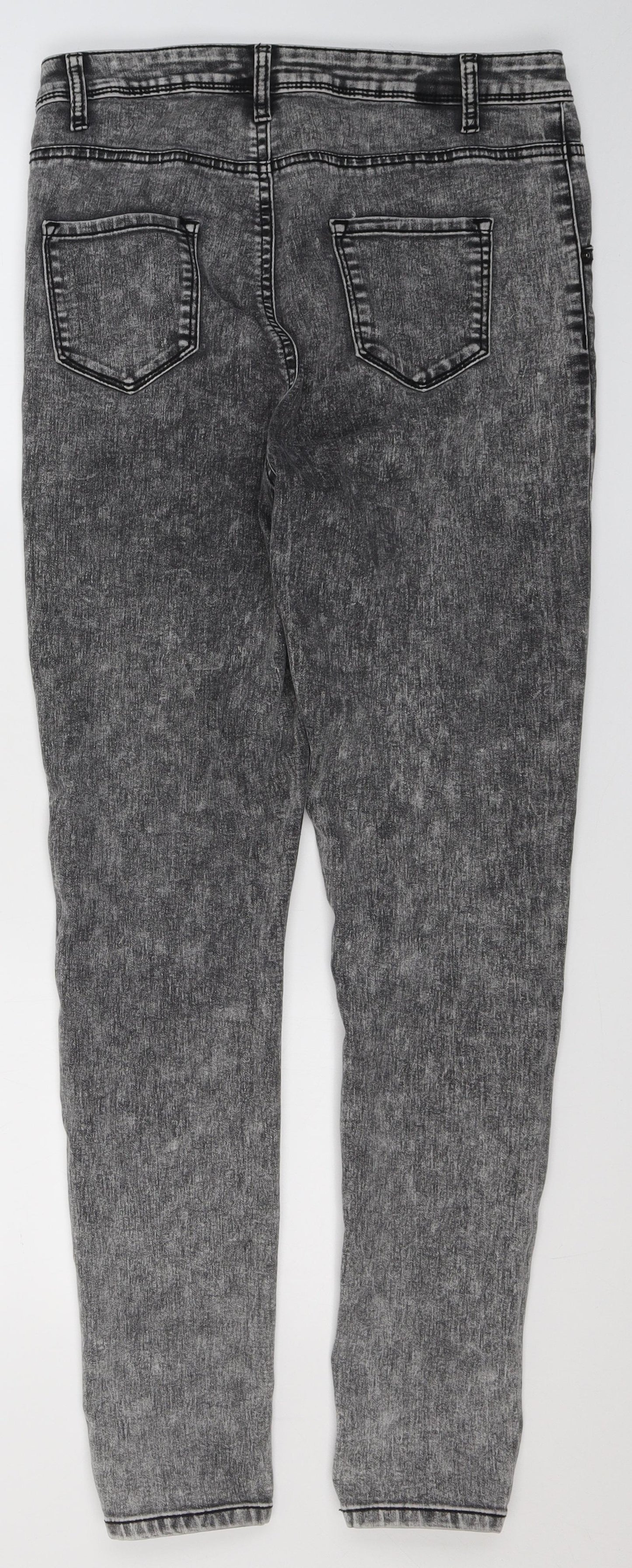 Denim & Co. Womens Grey  Cotton Skinny Jeans Size 10 L31 in Regular Button