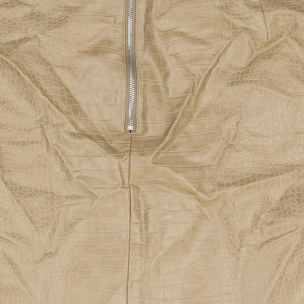 Primark Womens Beige Animal Print Polyethylene Mini Skirt Size 14   Zip