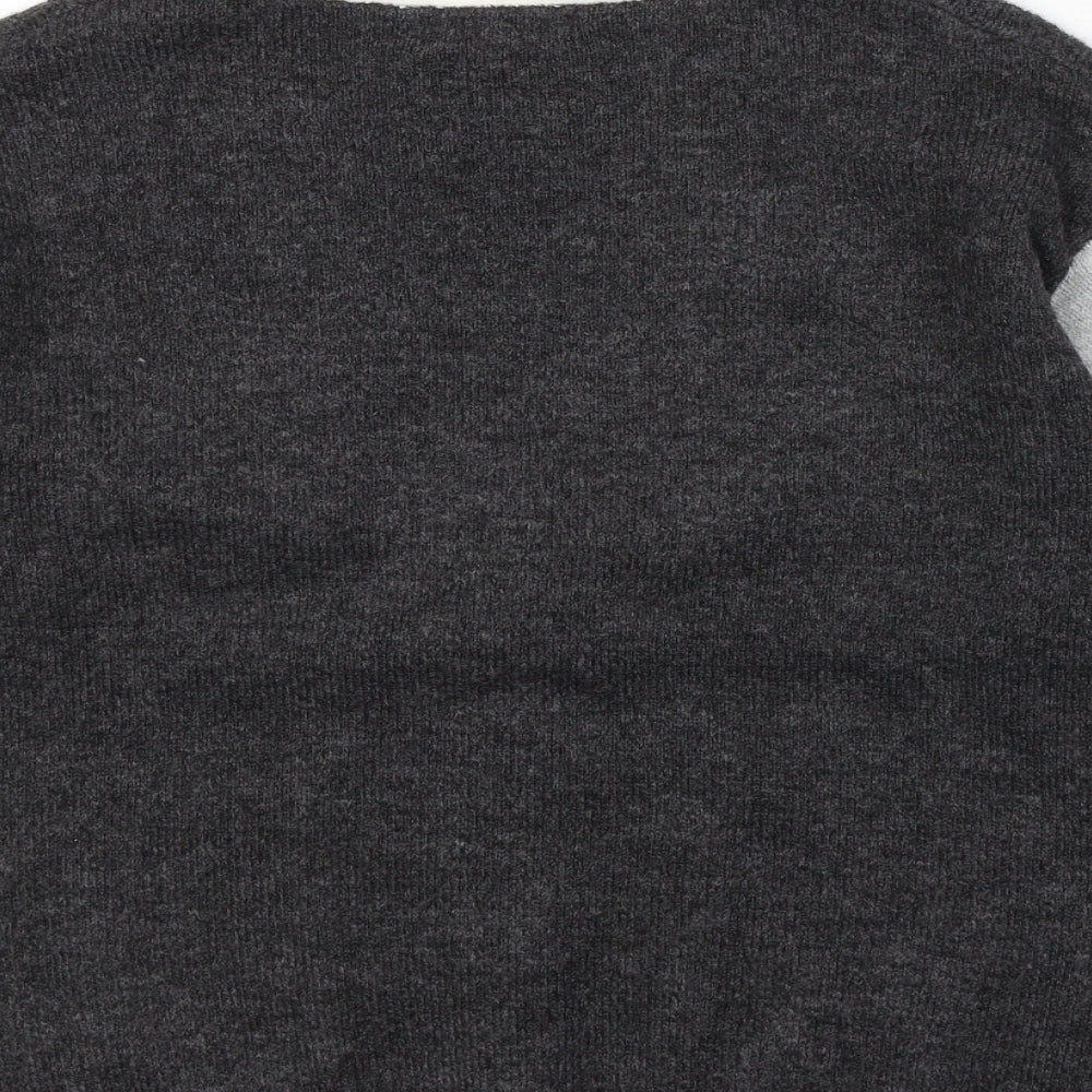 Primark Womens Grey V-Neck  Acrylic Cardigan Jumper Size S