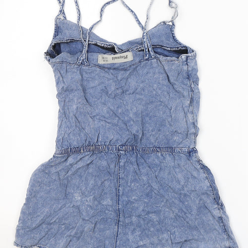 New Look Womens Blue  Viscose Playsuit One-Piece Size 6 L3 in Zip