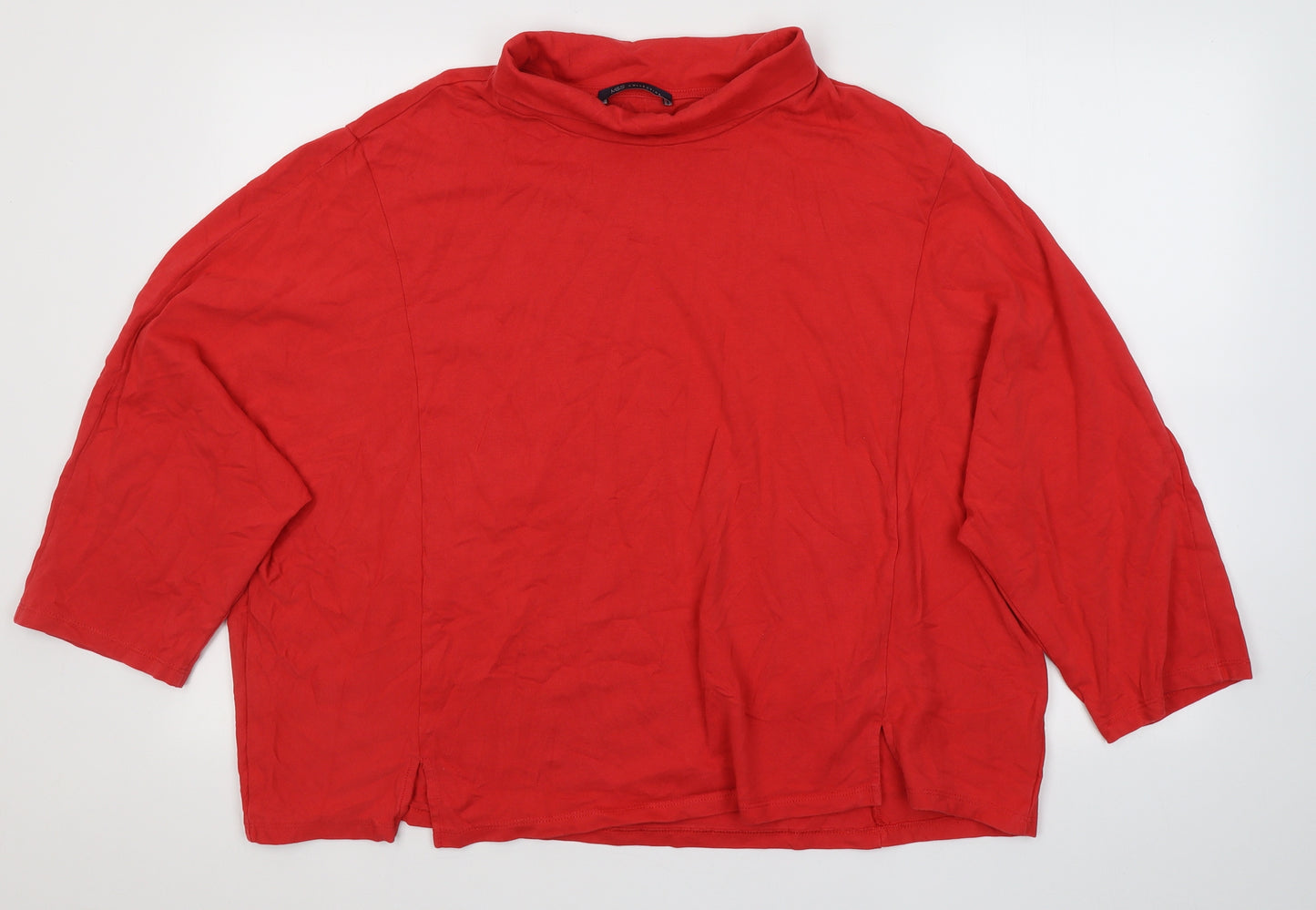 Marks and Spencer Womens Red  Cotton Jersey T-Shirt Size 22 Roll Neck