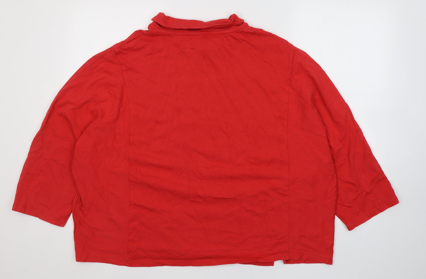 Marks and Spencer Womens Red  Cotton Jersey T-Shirt Size 22 Roll Neck