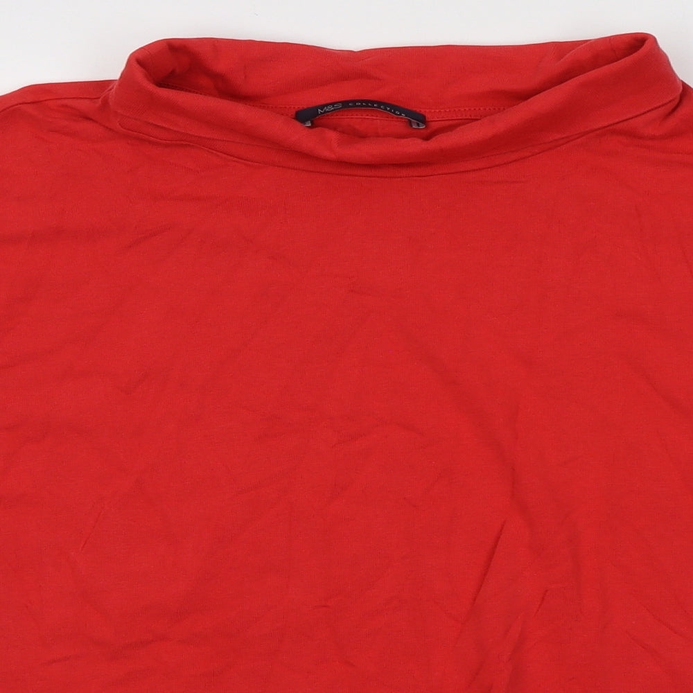 Marks and Spencer Womens Red  Cotton Jersey T-Shirt Size 22 Roll Neck