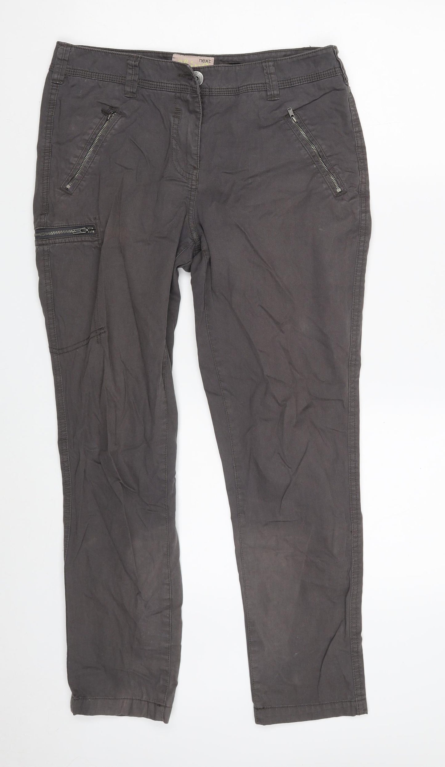 NEXT Womens Purple  Cotton Chino Trousers Size 10 L27 in Regular Zip