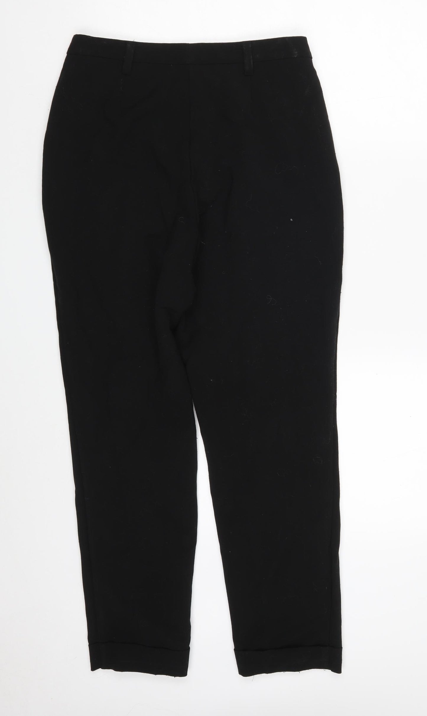 F&F Womens Black  Polyester Chino Trousers Size 8 L26 in Regular Zip