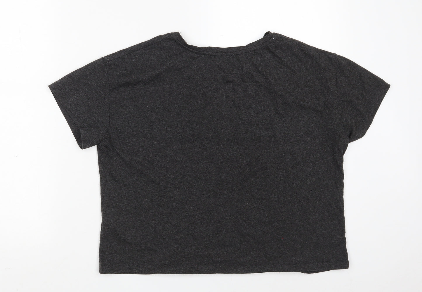 New Look Womens Grey  Cotton Cropped T-Shirt Size S Round Neck - Keep On Dreaming
