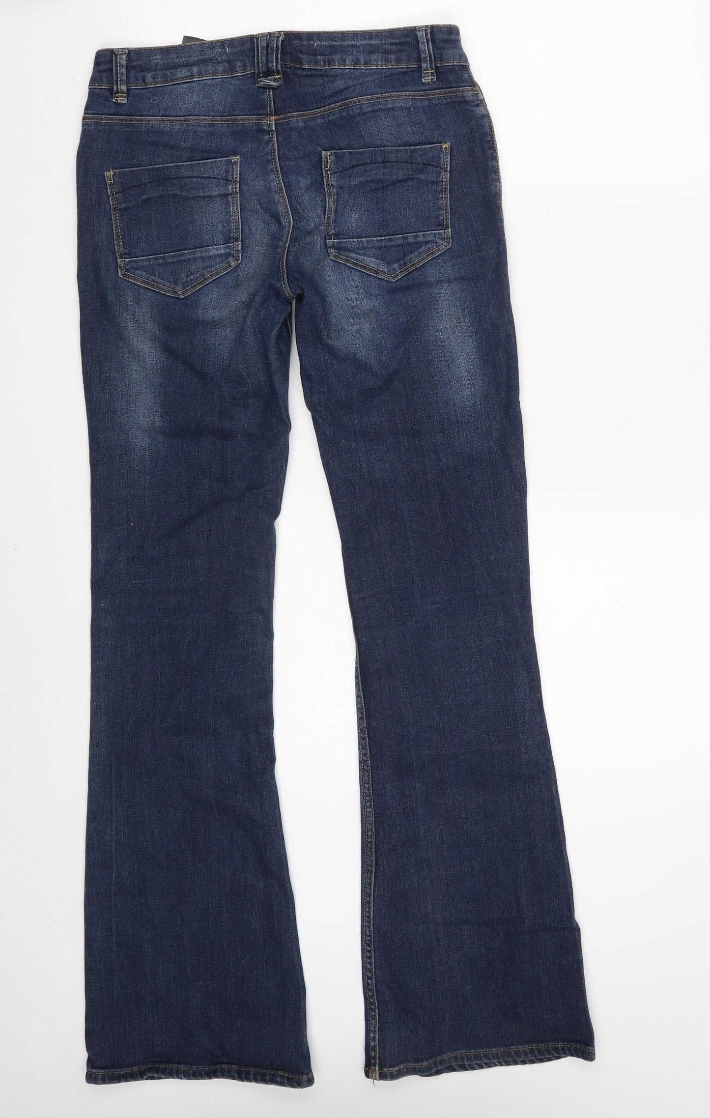 NEXT Womens Blue  Cotton Bootcut Jeans Size 8 L31 in Slim Zip