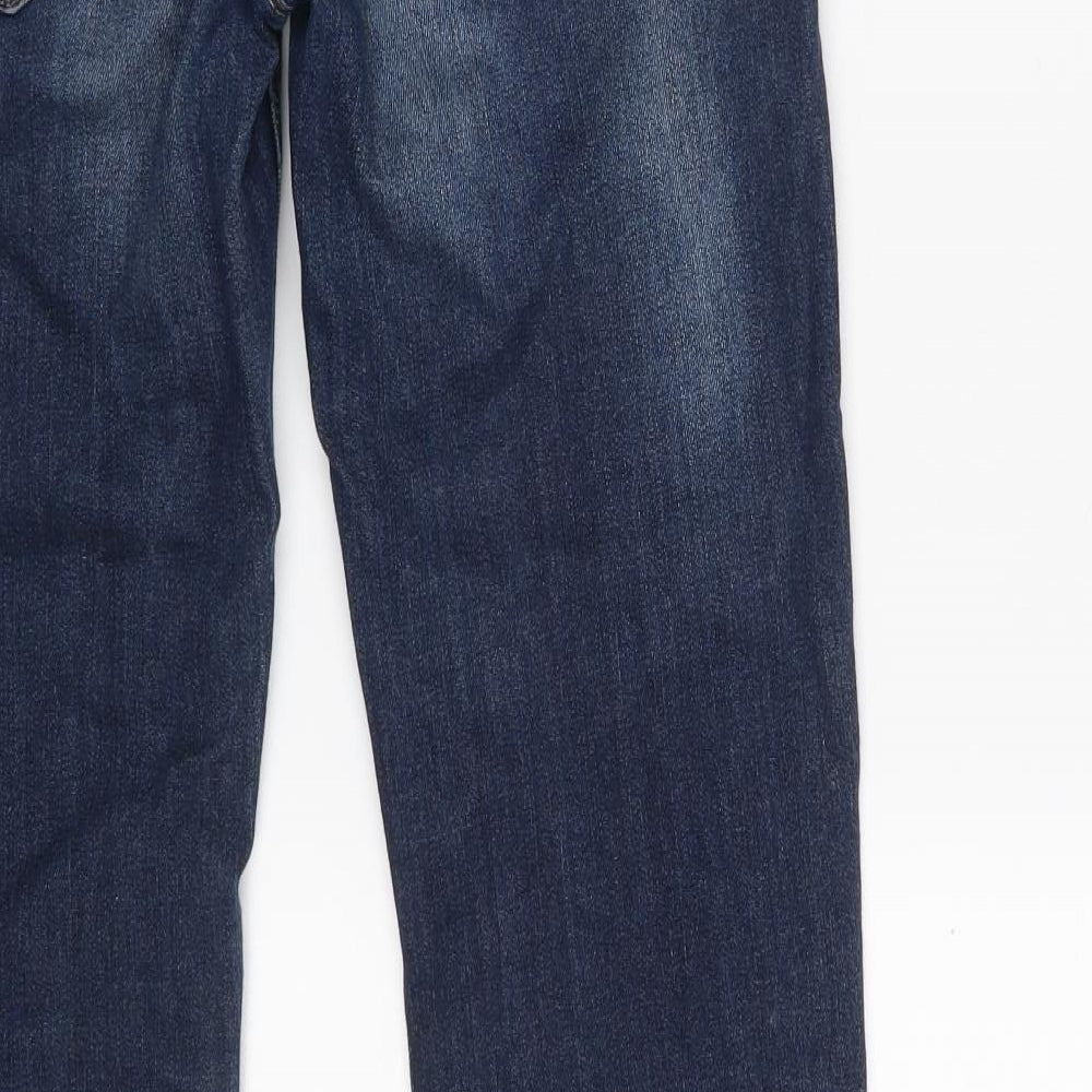 NEXT Womens Blue  Cotton Bootcut Jeans Size 8 L31 in Slim Zip