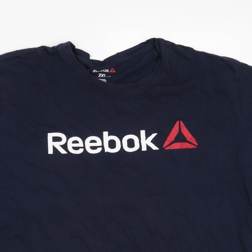Reebok Mens Blue  Cotton  T-Shirt Size 2XL Crew Neck
