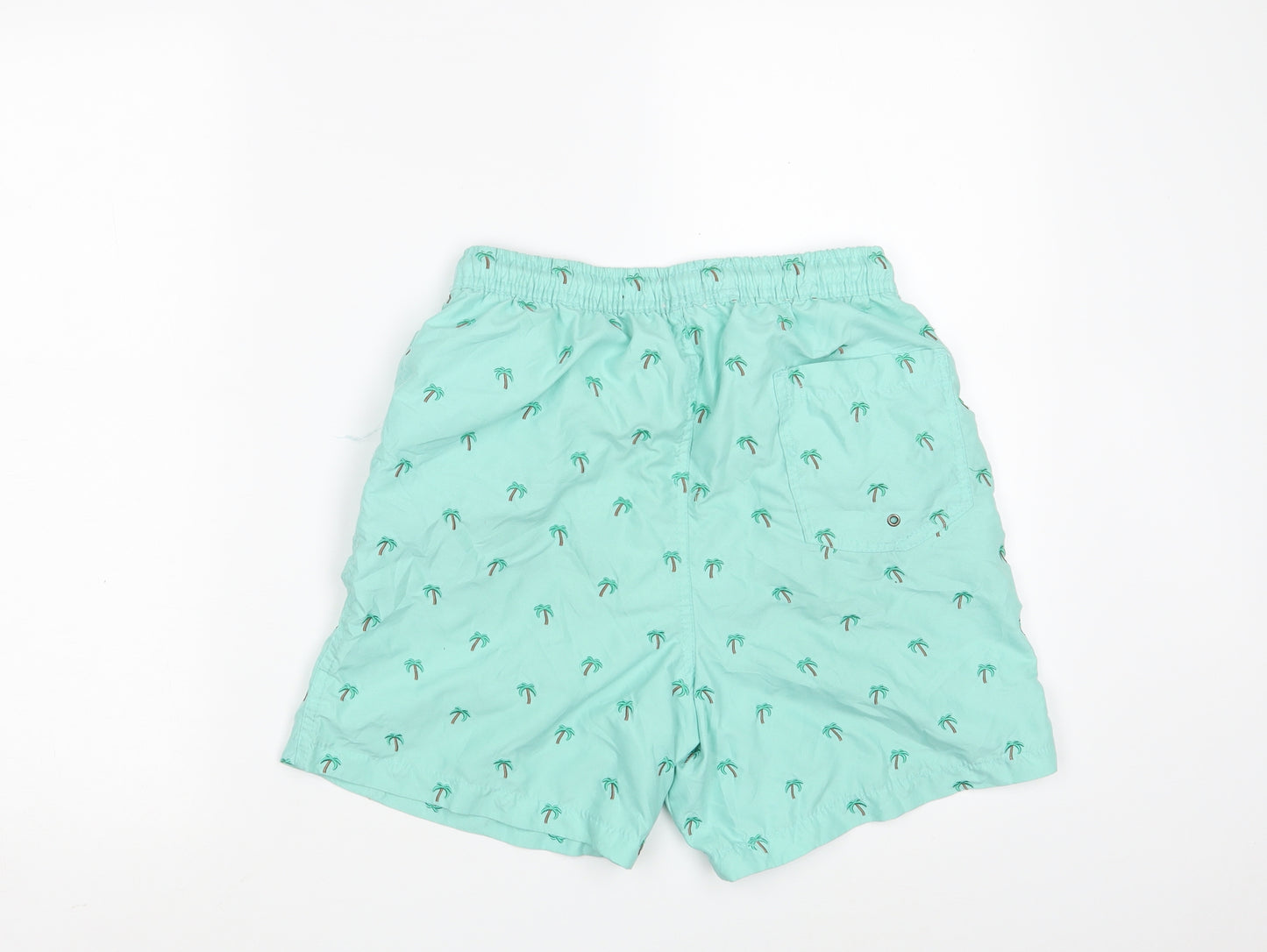 UO Swim Boys Green Floral Polyester Sweat Shorts Size S L6 in Regular Drawstring - Swimwear