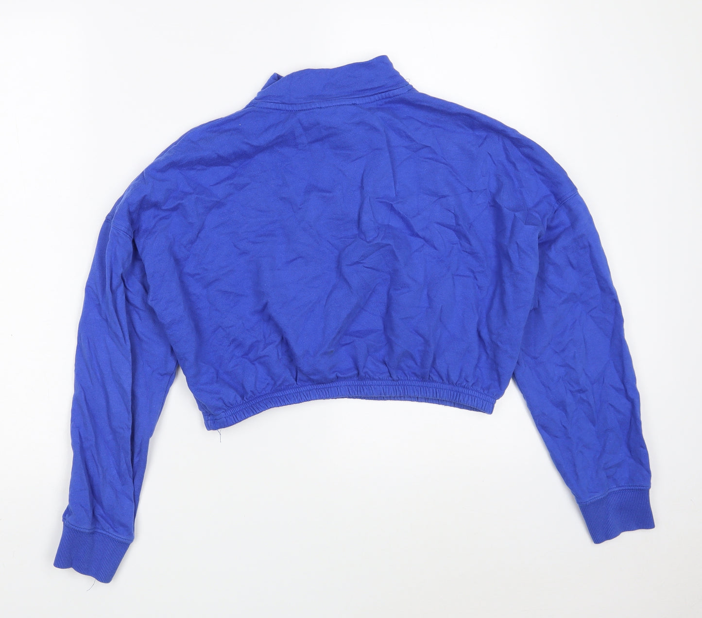 New Look Womens Blue  Cotton Pullover Sweatshirt Size S  Zip - Cropped