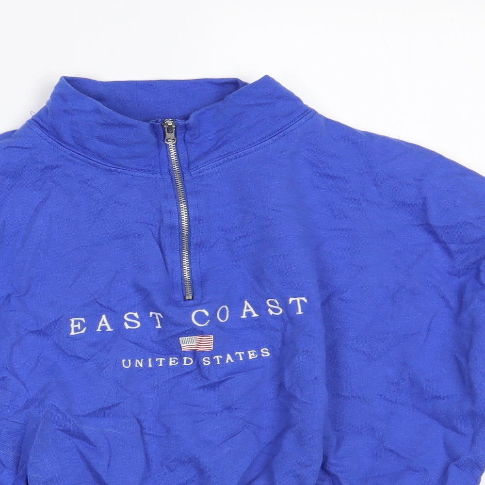 New Look Womens Blue  Cotton Pullover Sweatshirt Size S  Zip - Cropped