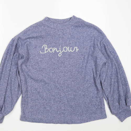 F&F Womens Blue Round Neck  Polyester Pullover Jumper Size 6   - Bonjour
