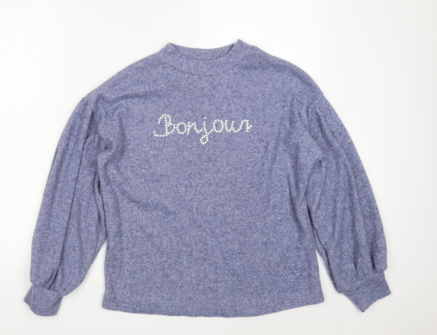 F&F Womens Blue Round Neck  Polyester Pullover Jumper Size 6   - Bonjour