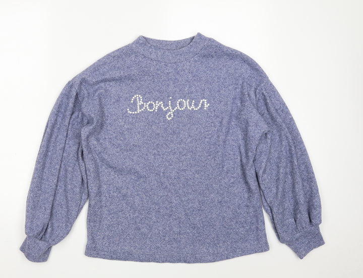 F&F Womens Blue Round Neck Polyester Pullover Jumper Size 6 - Bonjour