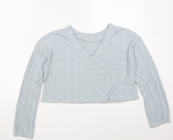 Gilly Hicks Womens Blue Polyester Pullover Sweatshirt Size XS - Cropped
