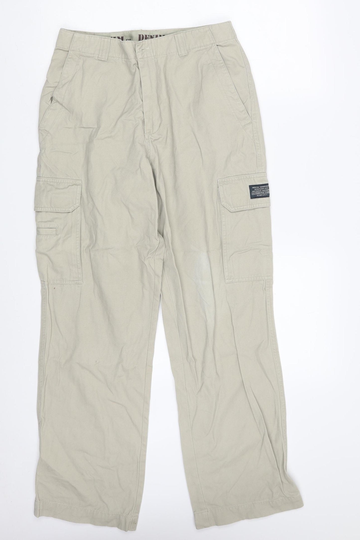 Denim Co. Mens Beige  Cotton Carpenter Trousers Size 30 in L30 in Regular Zip