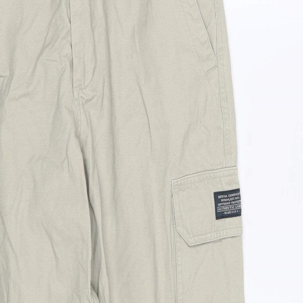 Denim Co. Mens Beige  Cotton Carpenter Trousers Size 30 in L30 in Regular Zip