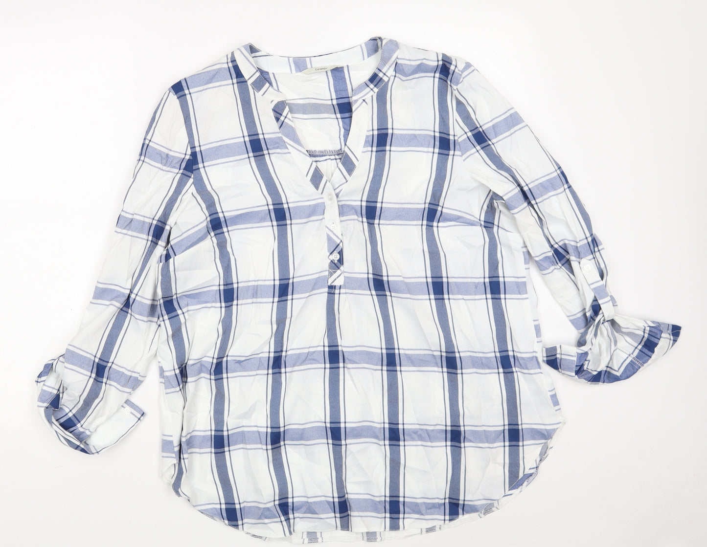 George Womens Multicoloured Check Viscose Basic Button-Up Size 18 V-Neck
