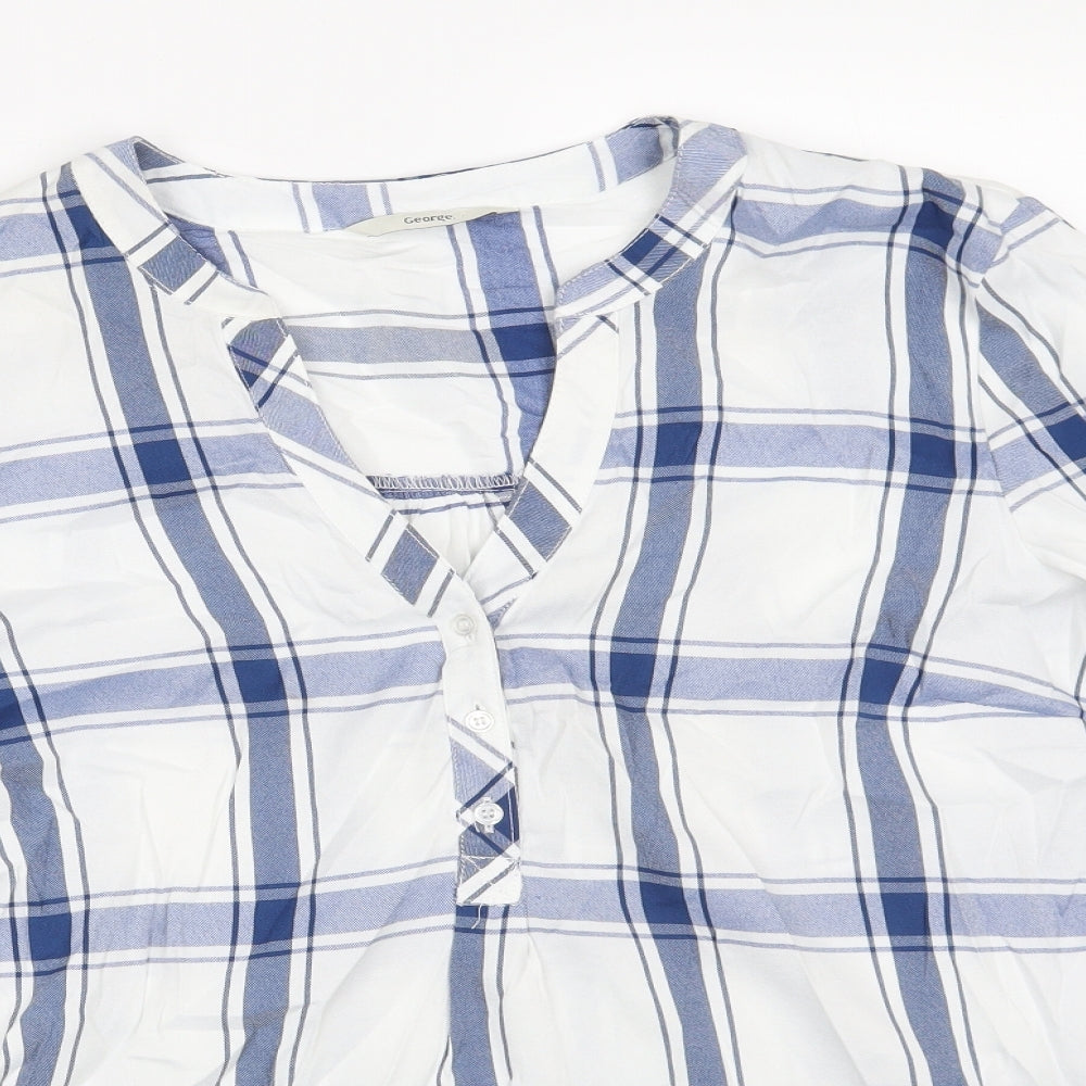 George Womens Multicoloured Check Viscose Basic Button-Up Size 18 V-Neck