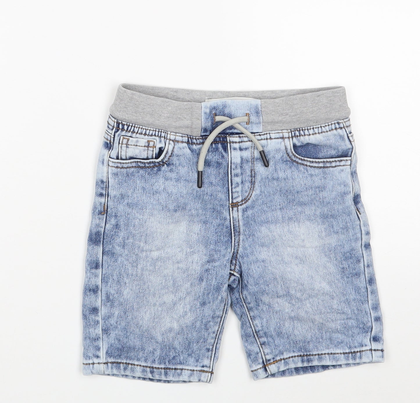 Denim Co. Boys Blue  Cotton Chino Shorts Size 4-5 Years  Slim Drawstring - Waist 22in;inside leg 5in