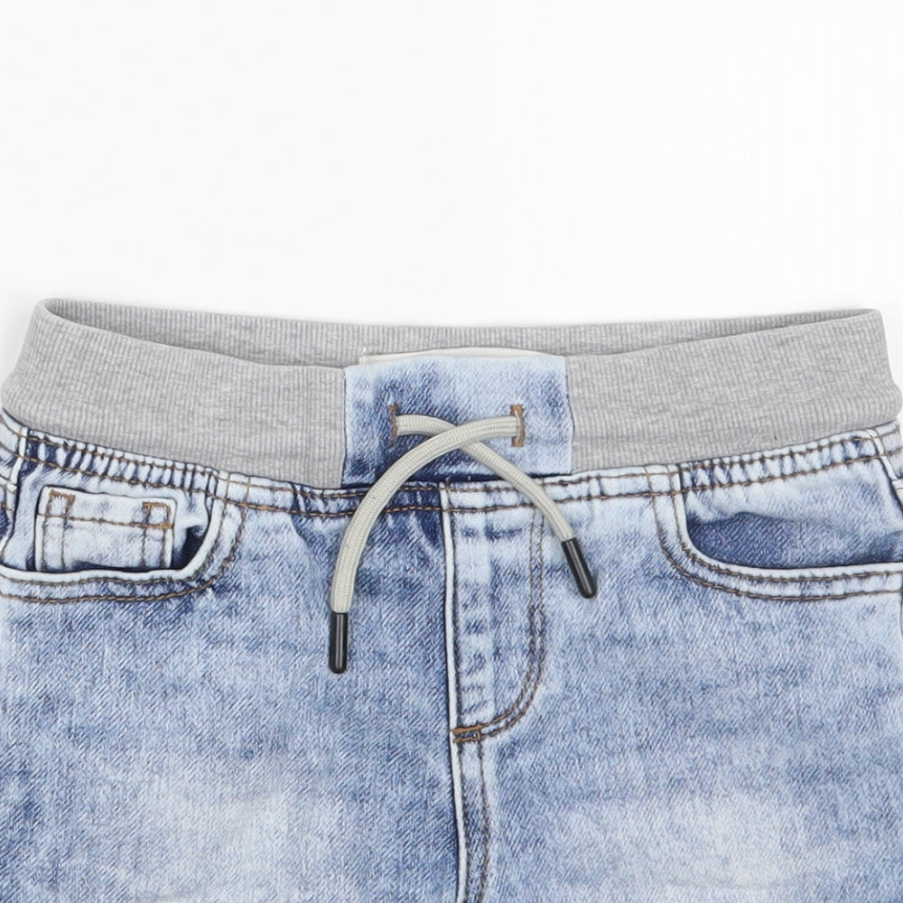 Denim Co. Boys Blue  Cotton Chino Shorts Size 4-5 Years  Slim Drawstring - Waist 22in;inside leg 5in