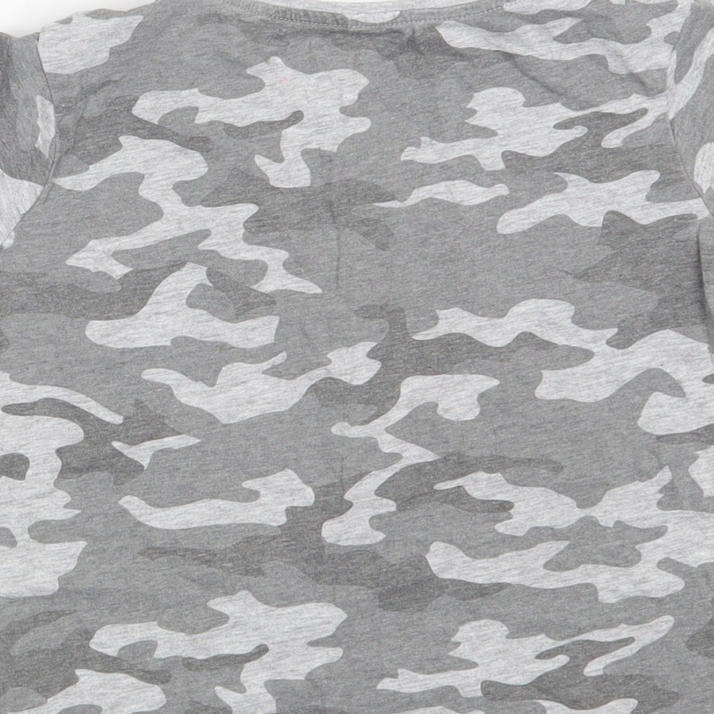 Primark Girls Grey Camouflage Cotton Pullover T-Shirt Size 8-9 Years Round Neck  - BE YOU DO YOU GO YOU