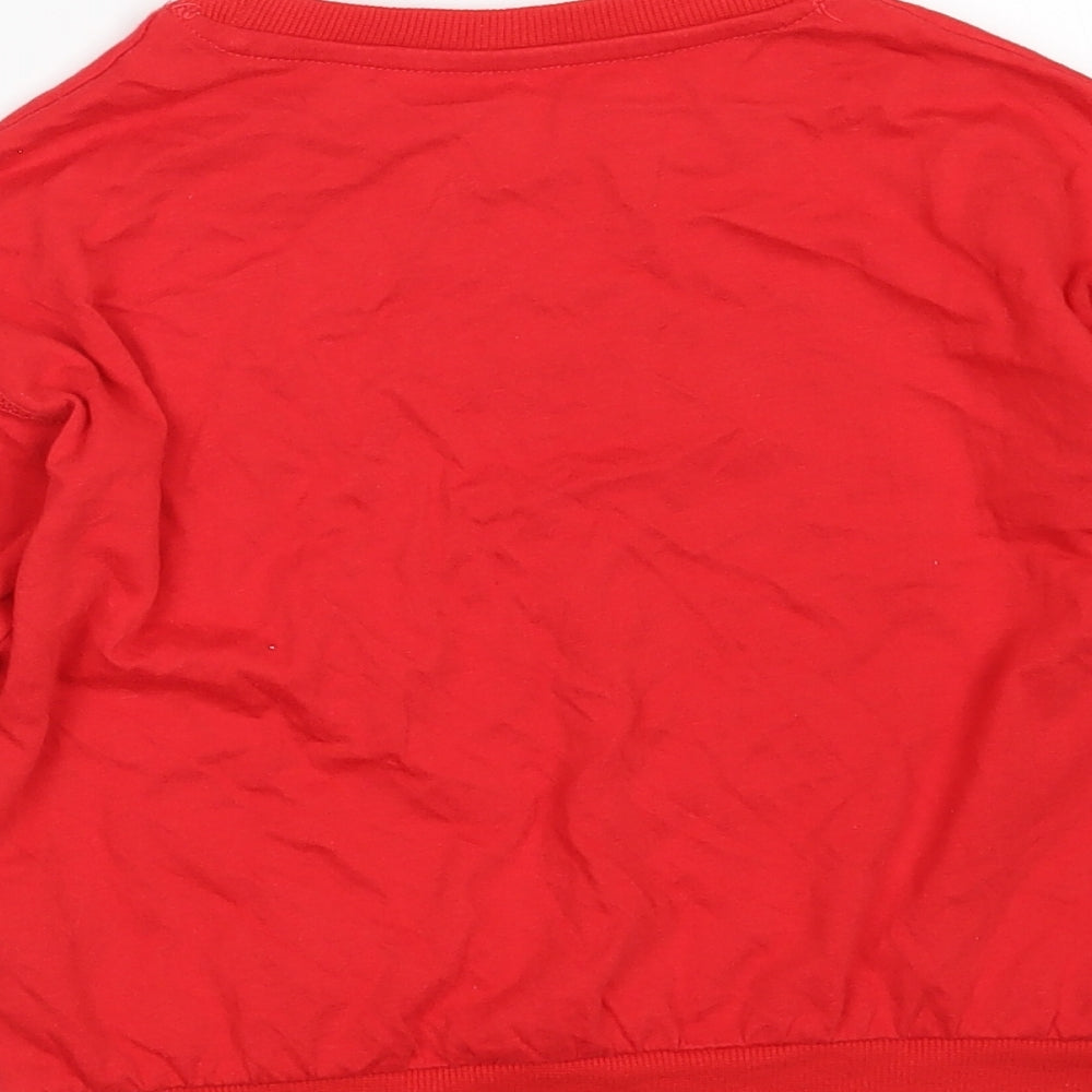 Dunnes Stores Girls Red  Cotton Pullover T-Shirt Size 6-7 Years Round Neck  - Christmas  T-shirt