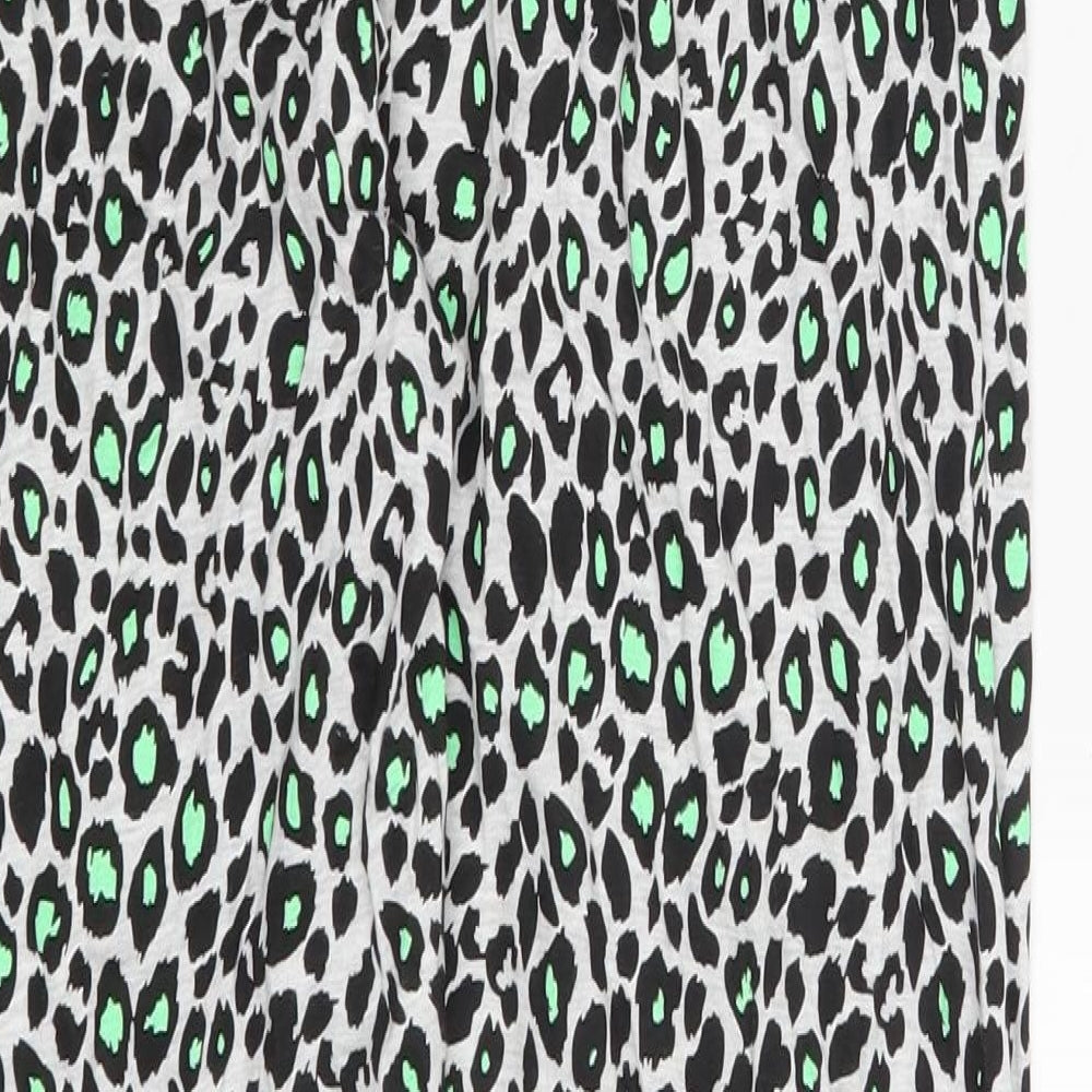 Primark Womens Black Animal Print Cotton Trousers  Size 10 L28 in Slim Drawstring - Pyjama Pants