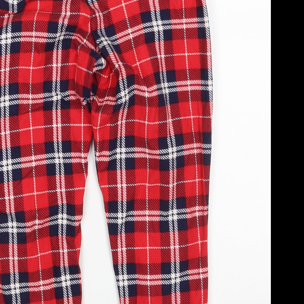 Dunnes Stores Girls Red Plaid 100% Polyester Carrot Trousers Size 6-7 Years  Regular  - Inside leg 18in