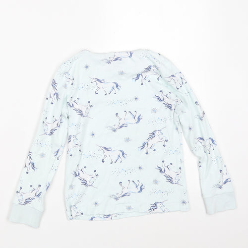 F&F Girls Blue Solid Cotton Top Pyjama Top Size 6-7 Years   - Unicorn