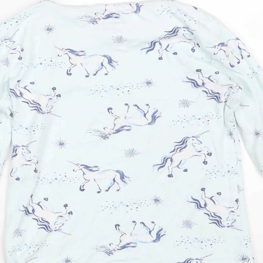 F&F Girls Blue Solid Cotton Top Pyjama Top Size 6-7 Years   - Unicorn