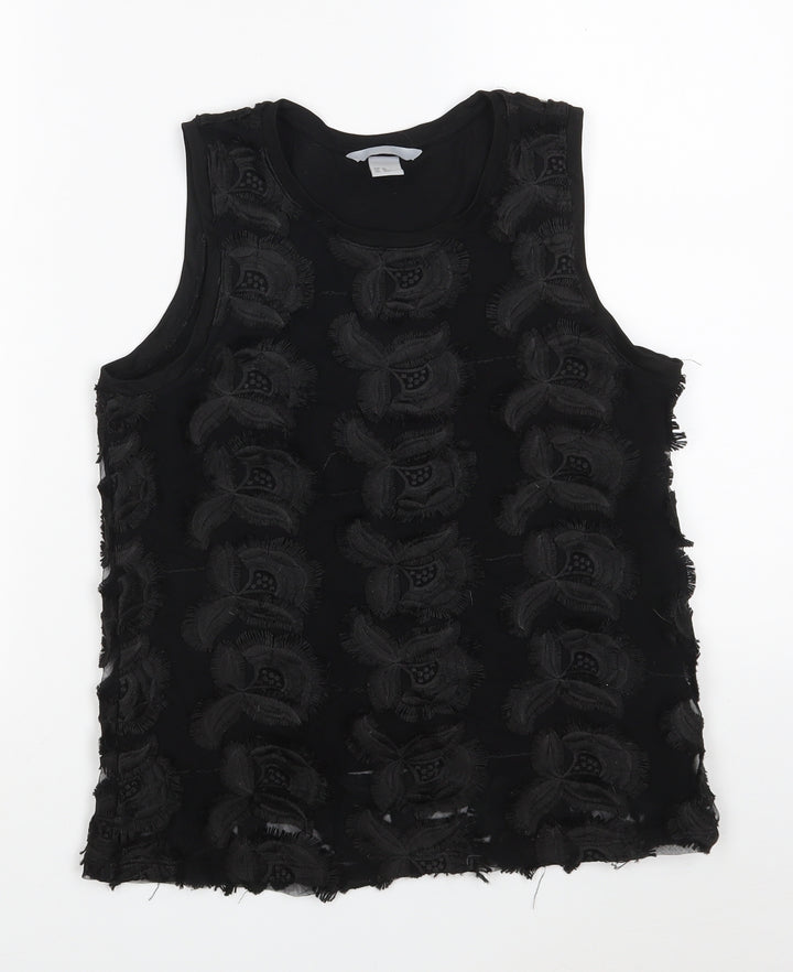 H&M Womens Black Polyester Basic Tank Size XS Boat Neck