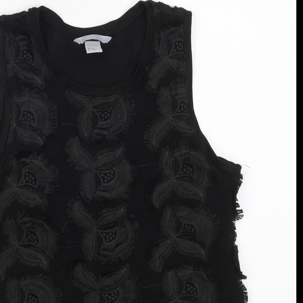 H&M Womens Black  Polyester Basic Tank Size XS Boat Neck