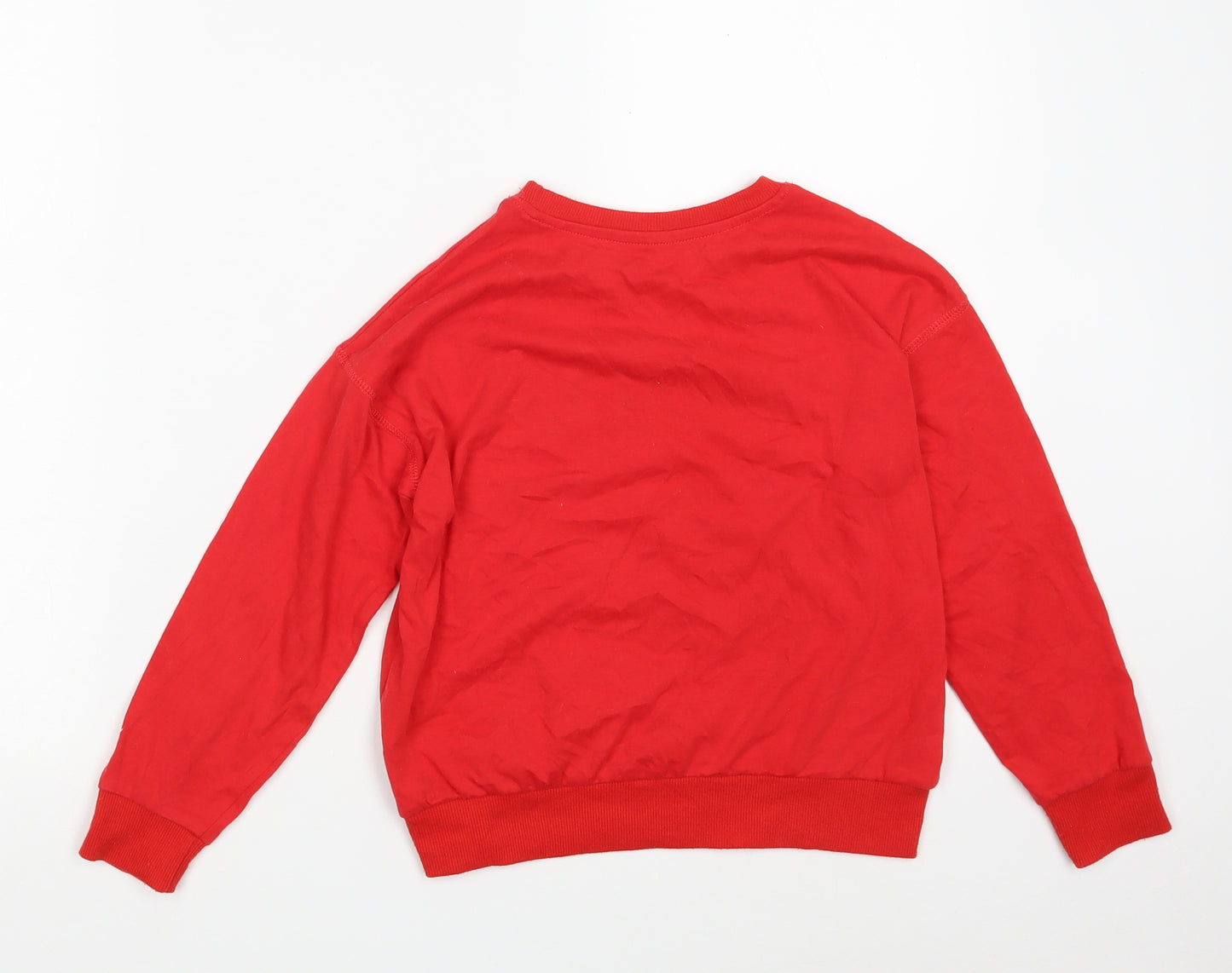 Dunnes Stores Girls Red  Cotton Basic T-Shirt Size 7-8 Years Round Neck  - Christmas T-shirt