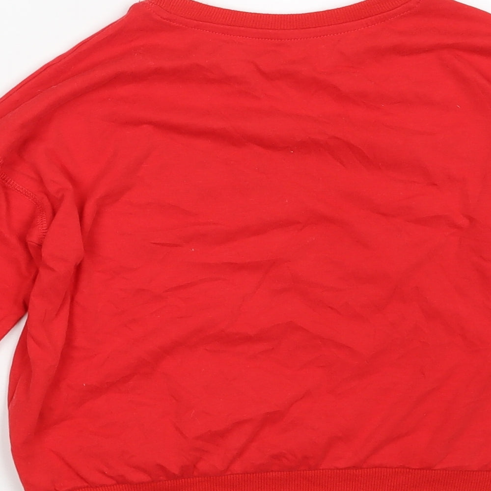 Dunnes Stores Girls Red  Cotton Basic T-Shirt Size 7-8 Years Round Neck  - Christmas T-shirt