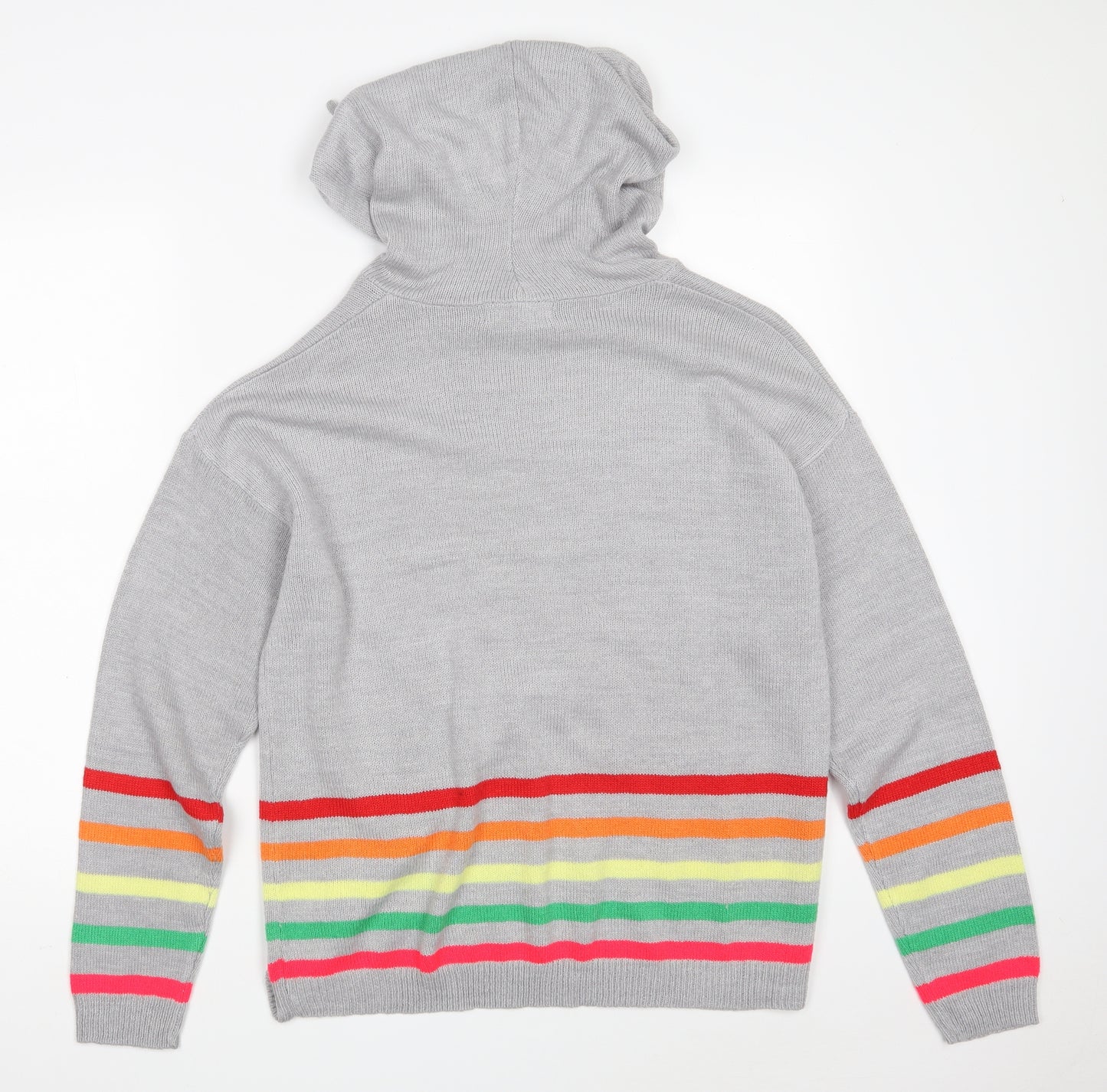Studio Womens Grey Round Neck Striped Acrylic Pullover Jumper Size 12   - Size 16-18
