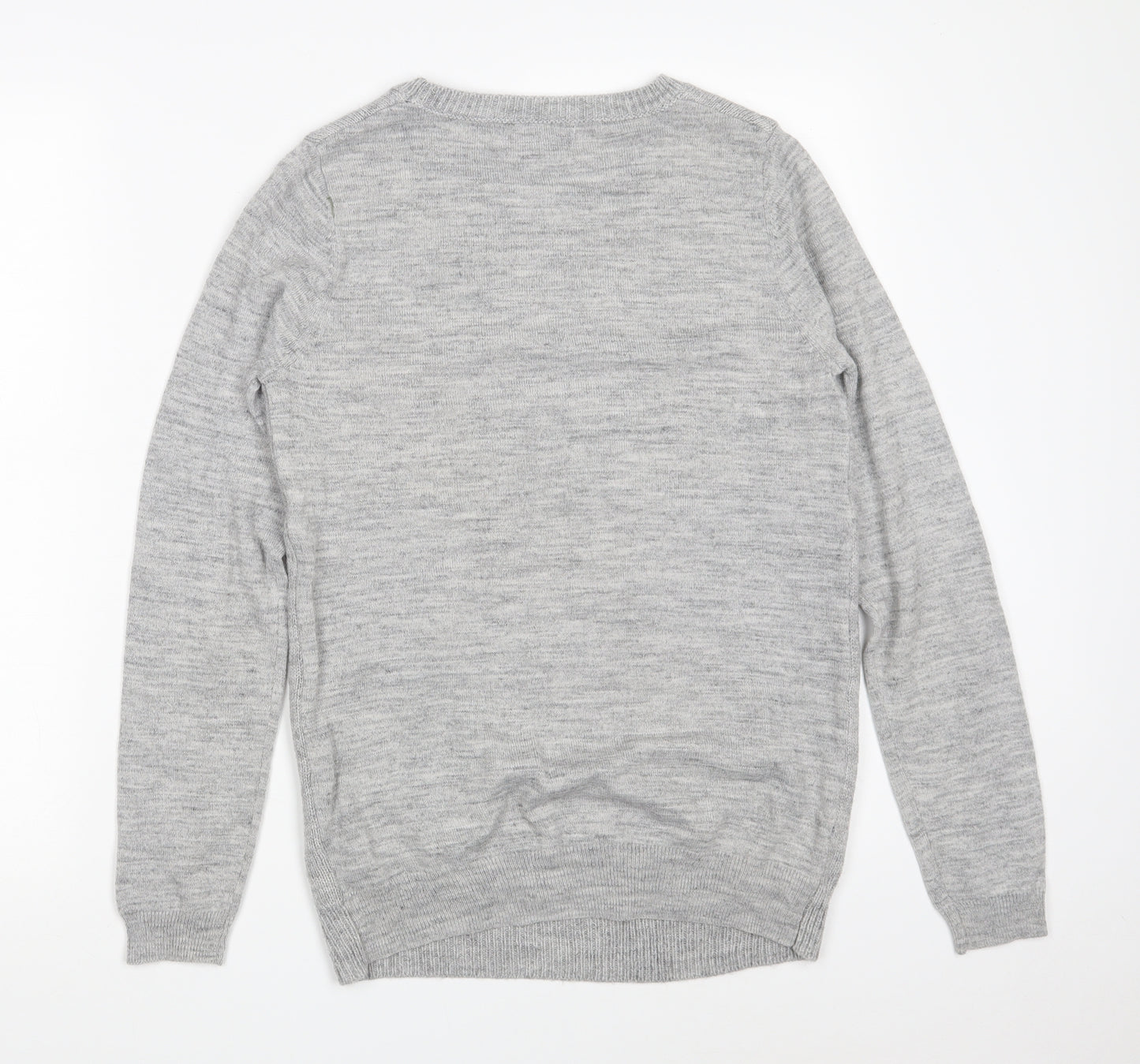 NEXT Womens Grey Round Neck  Acrylic Pullover Jumper Size 8   - Christmas JUMPER