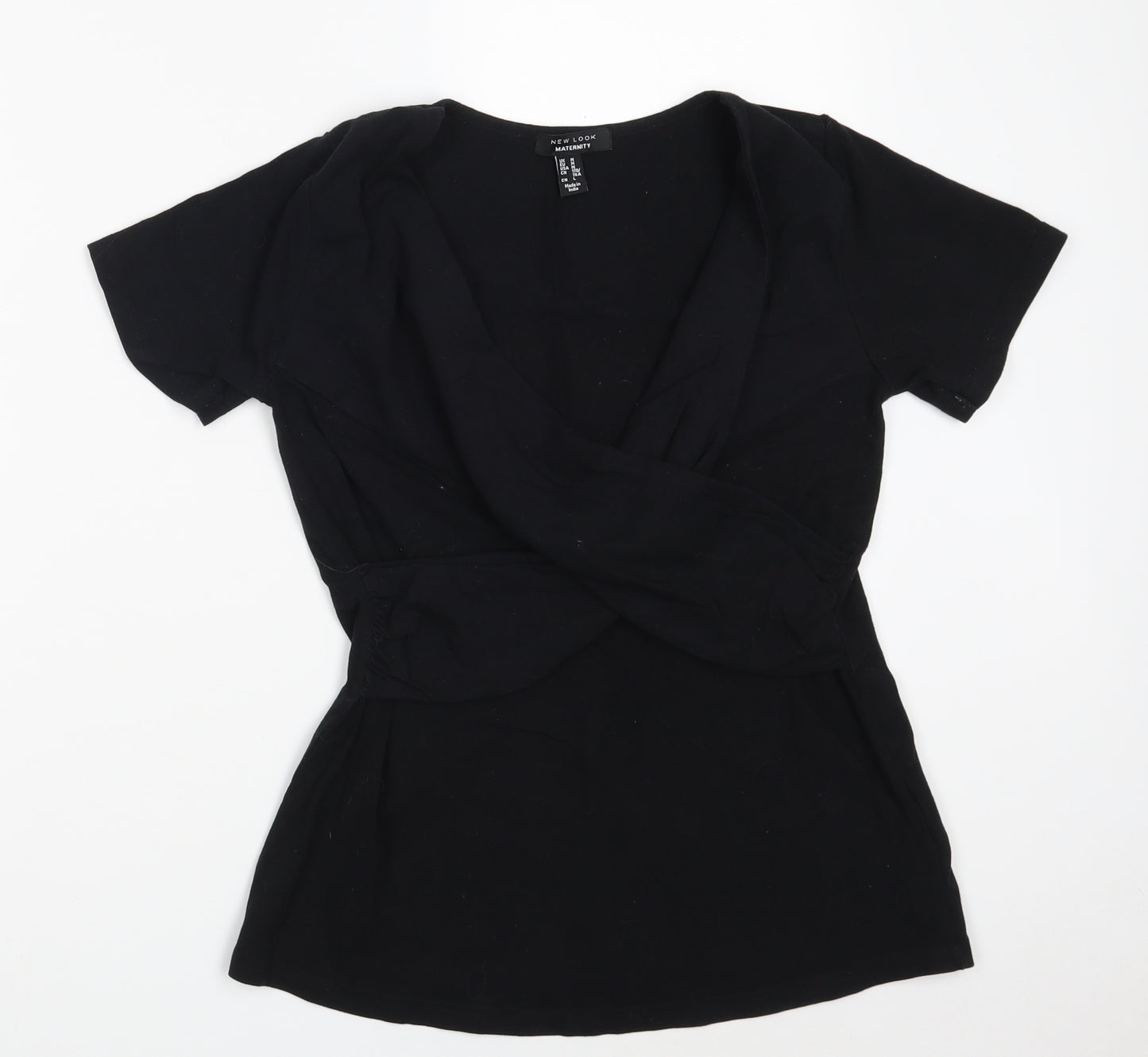 New Look Maternity Womens Black  Cotton Basic T-Shirt Size M V-Neck
